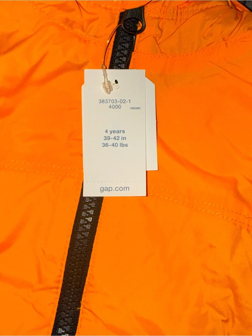 NWT Baby Gap Toddler Hooded Windbreaker Jacket Orange Full Zip Size 4 Years